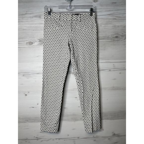 Gap Skinny Ankle Pants Womens 2 Regular Black Diamond Pattern Stretch Cotton - Picture 1 of 13